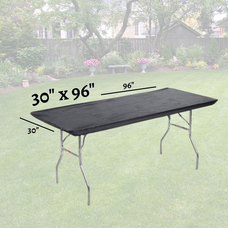 Kwik-Covers 8' Rectangle Plastic Table Covers 30" x 96", Bundle of 5 (Black) - Image 4